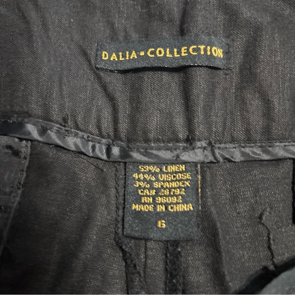 Dalia Collection Linen Blend Black Career Wear Pants Pockets‎ Wide Leg Women Sz6 - Picture 5 of 10